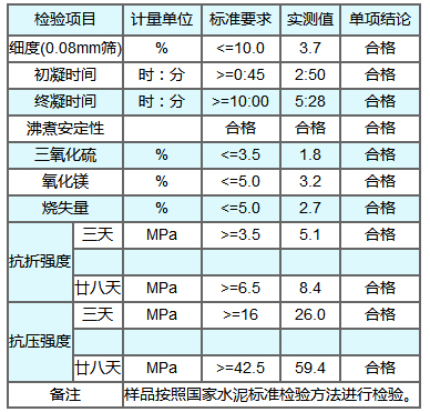32.5级普通硅酸盐水泥检验报告